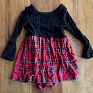 Little Sleepies Black and Red Plaid Long Sleeve Dress